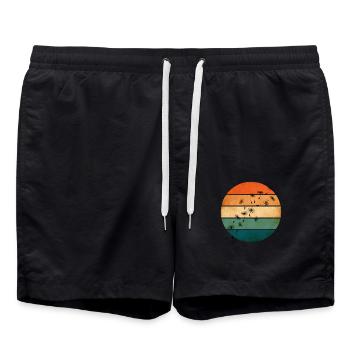 Retro Sonnenuntergang mit Pusteblume - Badeshorts - Schwarz - Vorne - AI Model Male 185 light (185cm)
