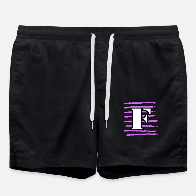 noir blanc violet rayé f - Short de bain - noir