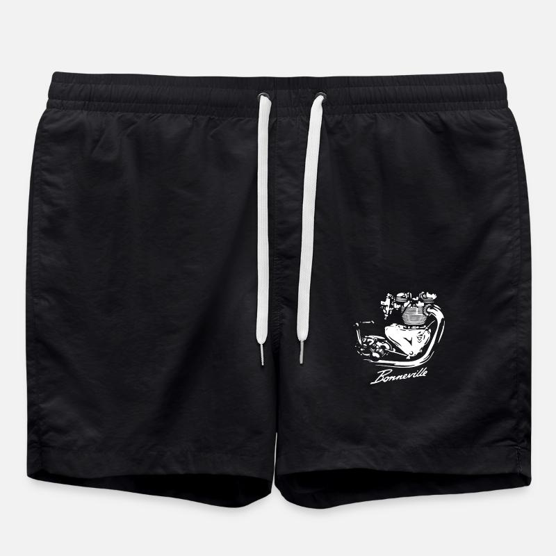 Classic Bonneville British Engine - Swim Trunks - black
