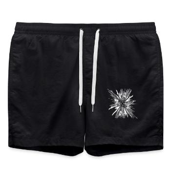 Explosion - Vintage Vector Lines - Swim Trunks - black - Front - AI Model Male 185 light (185cm)