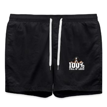 Bernese Mountain dog - Swim Trunks - black - Front - AI Model Male 185 light (185cm)