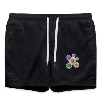 Fleur, Fleur, Fleurs, Fleur, Floral - Short de bain - noir - Devant - AI Model Male 185 light (185cm)
