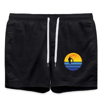 Angler Retro Fishing Fishing Hook Fishing Gift - Swim Trunks - black - Front - AI Model Male 185 light (185cm)