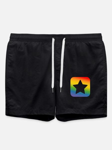 LGBT lgbtqi queer Regenbogen Stern button - Badeshorts - Schwarz