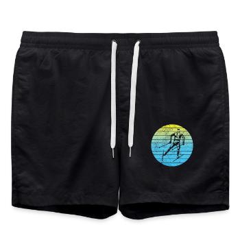 Skiing Retro Skier Skiers Vintage Skiing - Swim Trunks - black - Front - AI Model Male 185 light (185cm)