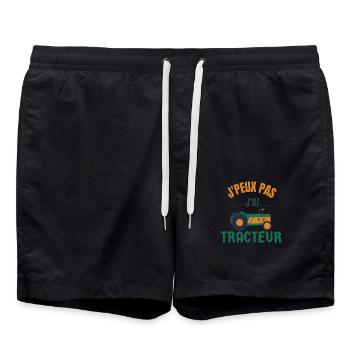 j'peux pas j'ai tracteur - Short de bain - noir - Devant - AI Model Male 185 light (185cm)