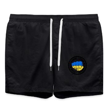 I Stand Ukraine - Badeshorts - Schwarz - Vorne - AI Model Male 185 light (185cm)