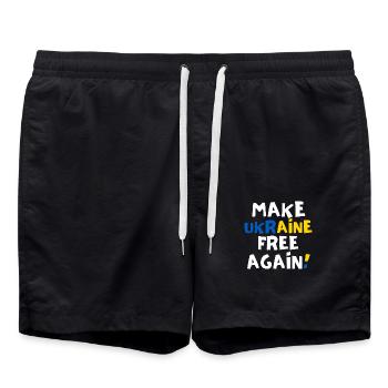 Free Ukraine - Swim Trunks - black - Front - AI Model Male 185 light (185cm)