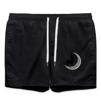 Mond Lama Silhouette - Badeshorts - Schwarz - Vorne - AI Model Male 185 light (185cm)