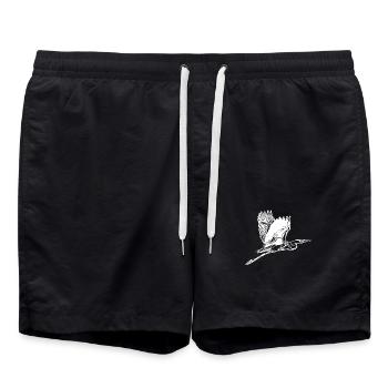 Vintage grey heron in flight - Swim Trunks - black - Front - AI Model Male 185 light (185cm)