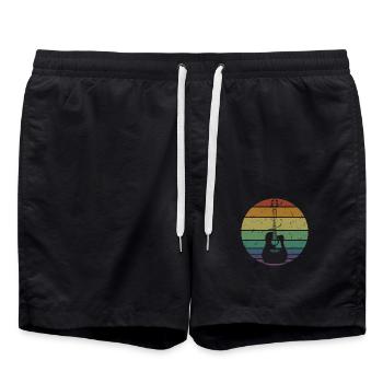 Rétro Guitare Acoustique Guitariste Guitariste Cadeau - Short de bain - noir - Devant - AI Model Male 185 light (185cm)