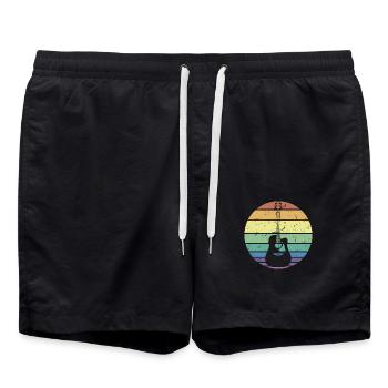 Rétro Guitare Acoustique Guitariste Guitariste Cadeau - Short de bain - noir - Devant - AI Model Male 185 light (185cm)