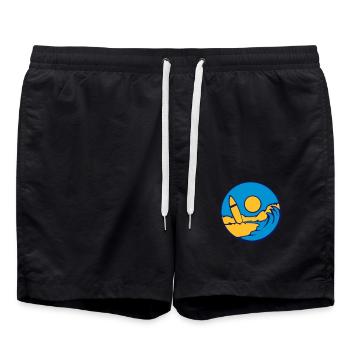 Surfboard Beach Wave - Swim Trunks - black - Front - AI Model Male 185 light (185cm)