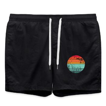 Retro Sunset Background Circle - Swim Trunks - black - Front - AI Model Male 185 light (185cm)