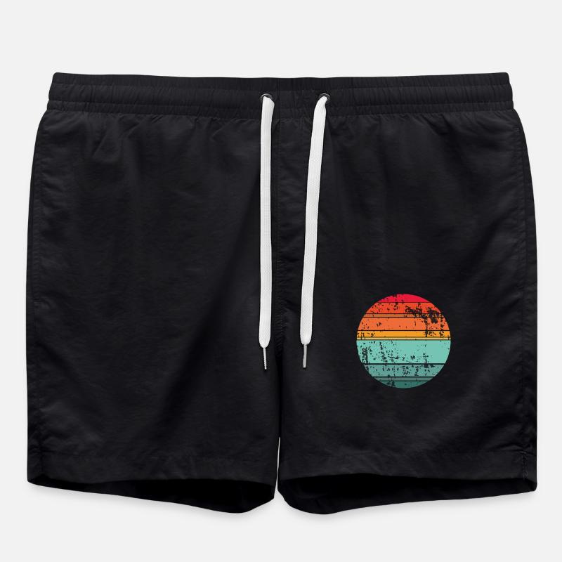 Cercle d’arrière-plan rétro Sunset - Short de bain - noir