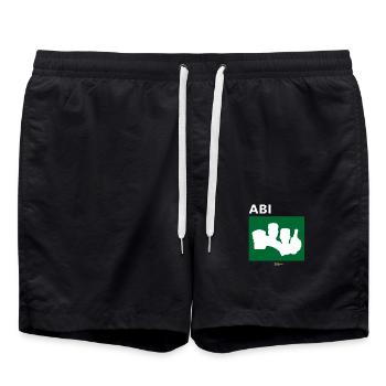 Bier Liga Logo ABI-Treff Jahr Blanko Grün 2 weiß - Badeshorts - Schwarz - Vorne - AI Model Male 185 light (185cm)