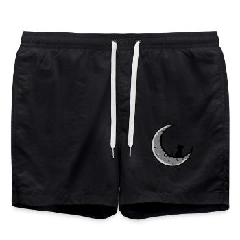 Le chien est assis sur la lune - Short de bain - noir - Devant - AI Model Male 185 light (185cm)