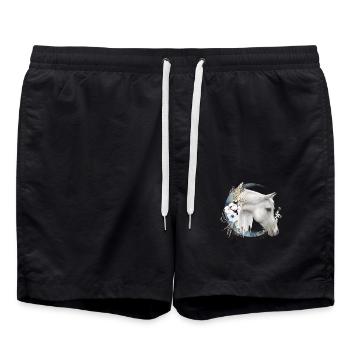 Horse motif Boho - Swim Trunks - black - Front - AI Model Male 185 light (185cm)