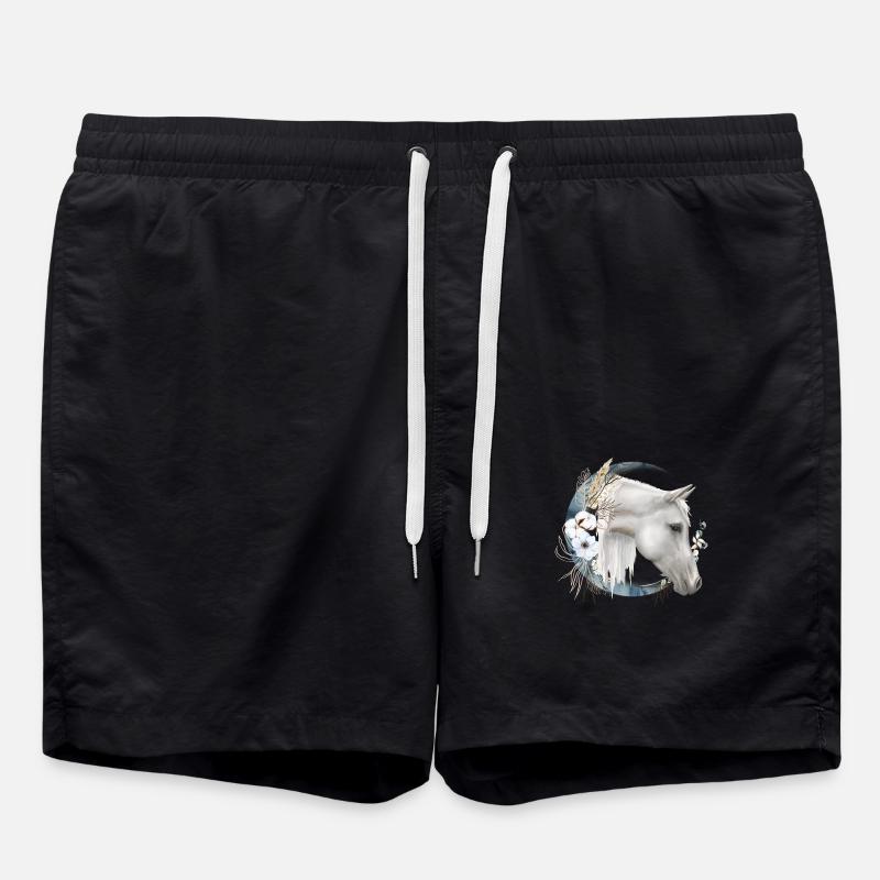 Horse motif Boho - Swim Trunks - black