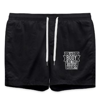 Who Needs Hair Saying - Swim Trunks - black - Front - AI Model Male 185 light (185cm)