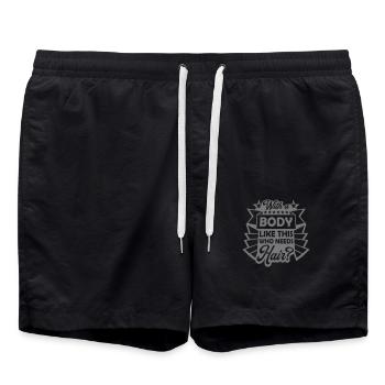 Who Needs Hair Saying - Swim Trunks - black - Front - AI Model Male 185 light (185cm)