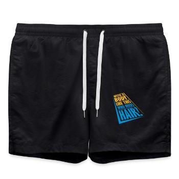 Who Needs Hair Spruch - Badeshorts - Schwarz - Vorne - AI Model Male 185 light (185cm)