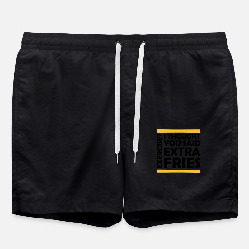 Exercise Extra Fries Quote - Swim Trunks - black