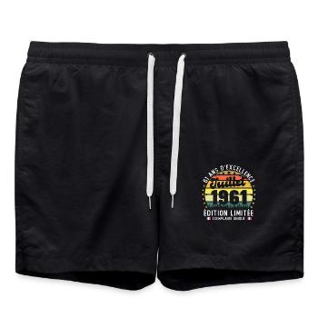 61 Ans Anniversaire Vintage Né en juillet 1961 - Short de bain - noir - Devant - AI Model Male 185 light (185cm)