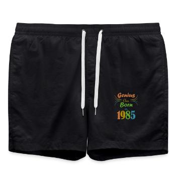 genius born 1985 - Swim Trunks - black - Front - AI Model Male 185 light (185cm)
