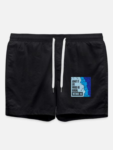 boring life without me - Swim Trunks - black