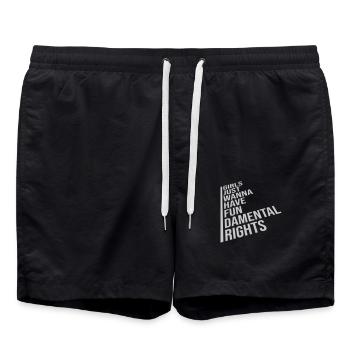 wanna have fundamental rights - Swim Trunks - black - Front - AI Model Male 185 light (185cm)