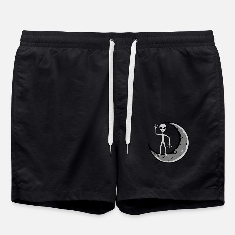 Moon Alien waves standing - Swim Trunks - black