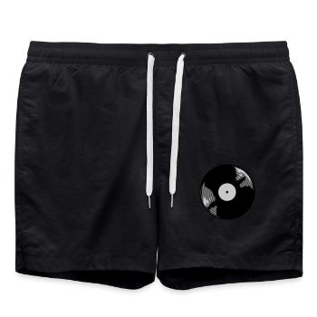 Conception de musique de disque vinyle - Short de bain - noir - Devant - AI Model Male 185 light (185cm)