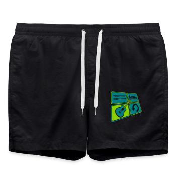 Play rock guitar daily - Swim Trunks - black - Front - AI Model Male 185 light (185cm)