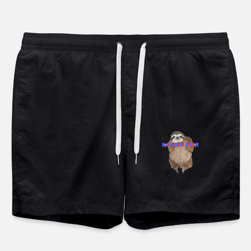 Sloth with gift - Swim Trunks - black