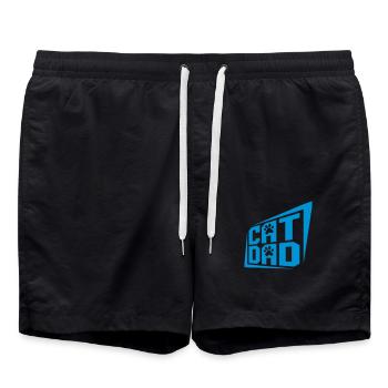 Cat Dad Logo Design - Badeshorts - Schwarz - Vorne - AI Model Male 185 light (185cm)