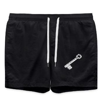Vintage ancient rusty rustic house keys - Swim Trunks - black - Front - AI Model Male 185 light (185cm)