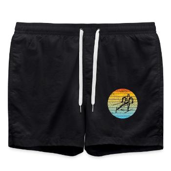 Skifahrer Weihnachten Ski Wintersport Skifahren - Badeshorts - Schwarz - Vorne - AI Model Male 185 light (185cm)