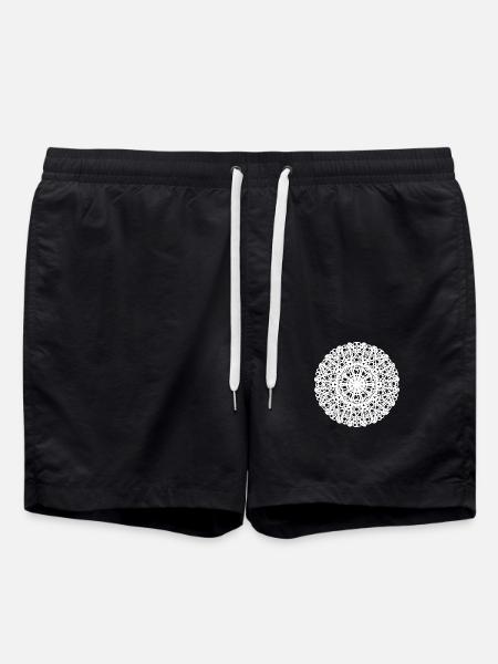 Geometrische Blumen Mandala runde Muster Form - Badeshorts - Schwarz