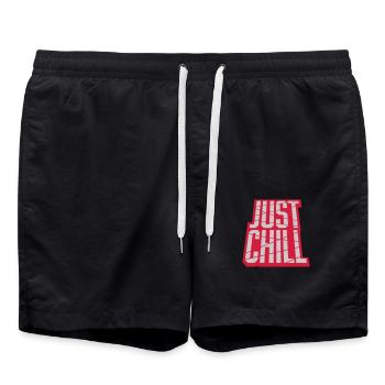 Just Chill Text Logo - Swim Trunks - black - Front - AI Model Male 185 light (185cm)
