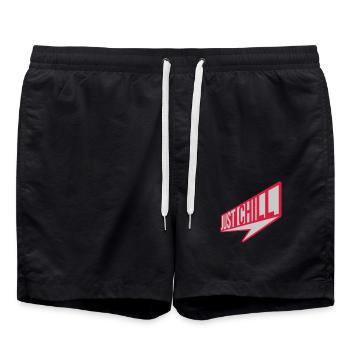 Just Chill Text Logo - Swim Trunks - black - Front - AI Model Male 185 light (185cm)
