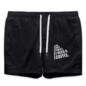 Fist I need Coffee - Swim Trunks - black - Front - AI Model Male 185 light (185cm)