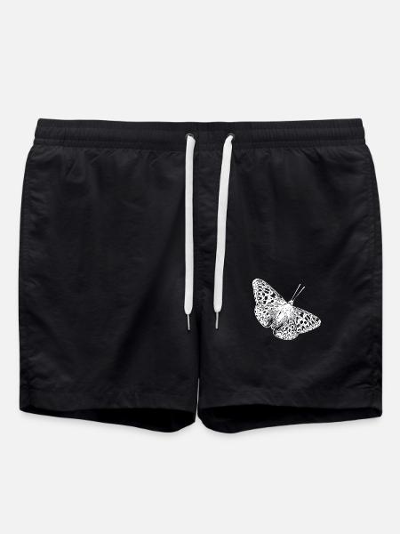Eleganter Vintage Schmetterling - Badeshorts - Schwarz