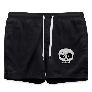 Skeptical facial expression skull skeleton - Swim Trunks - black - Front - AI Model Male 185 light (185cm)