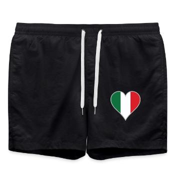 Italien Flagge Herz Umriss - Badeshorts - Schwarz - Vorne - AI Model Male 185 light (185cm)