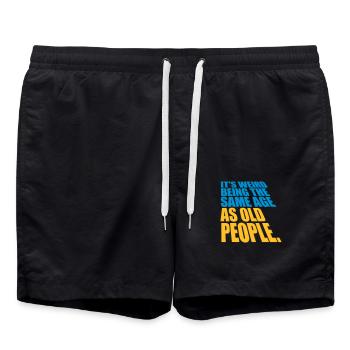 être âgé - Short de bain - noir - Devant - AI Model Male 185 light (185cm)