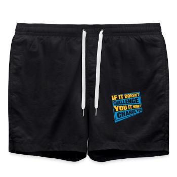 Séance d’entraînement Fitness Motivation Citation - Short de bain - noir - Devant - AI Model Male 185 light (185cm)