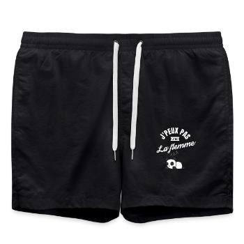 J'Peux Pas J'Ai La Flemme - Short de bain - noir - Devant - AI Model Male 185 light (185cm)