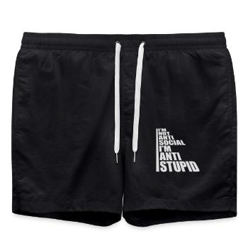 not antisocial anti stupid - Badeshorts - Schwarz - Vorne - AI Model Male 185 light (185cm)