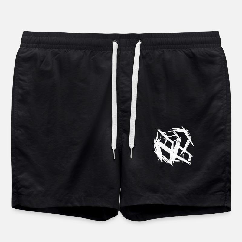 White Abstraction: The White Cube - Swim Trunks - black